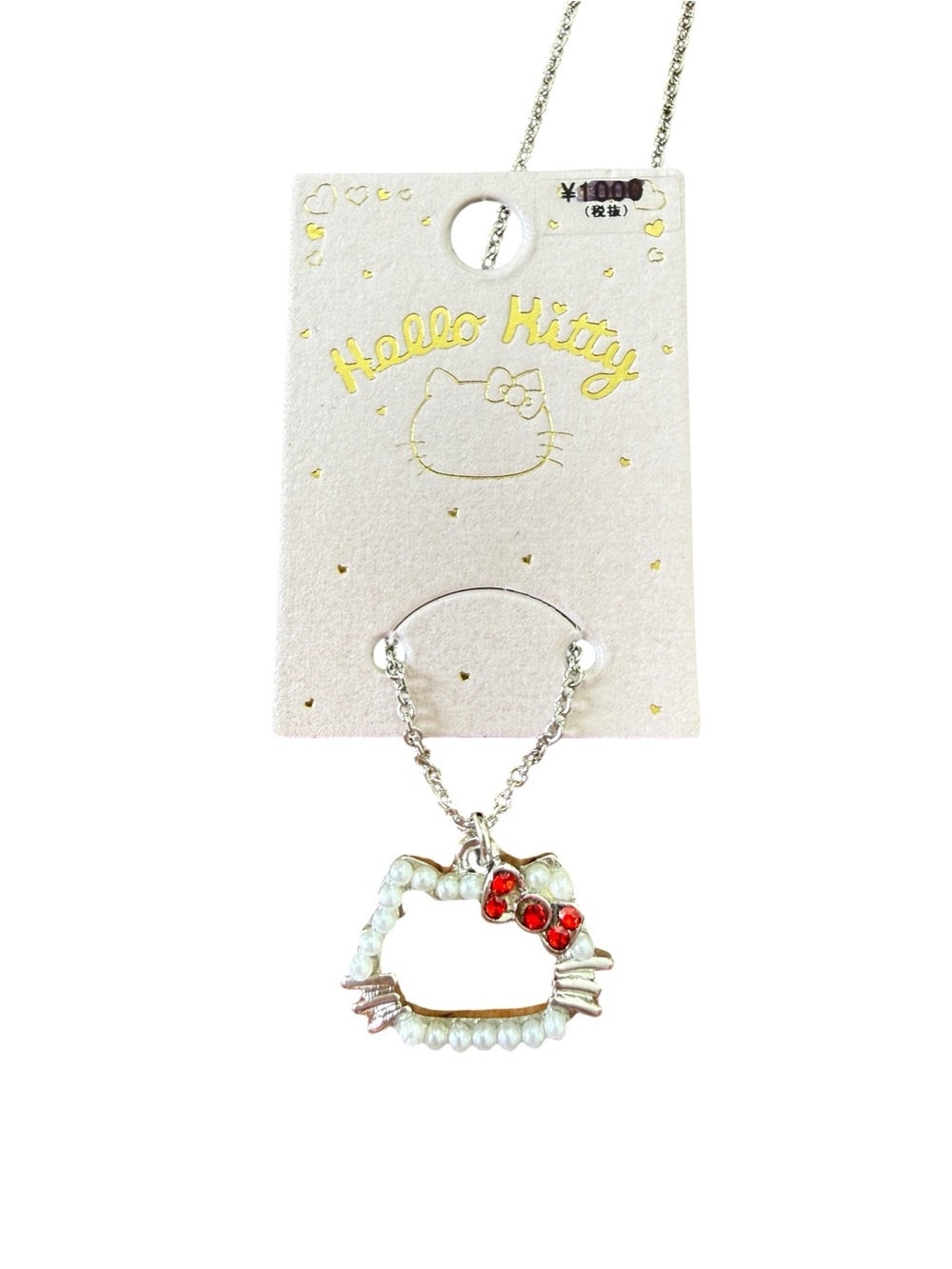 Hello Kitty Sanrio 2014 Faux Pearl Rhinestone Dainty Necklace NWT Y2K Kawaii